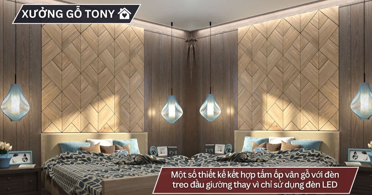 Ốp Tường Vân Gỗ Với Đèn LED Cho Phòng Ngủ Hiện Đại [Bí Quyết] Tạo Không Gian Đẳng Cấp