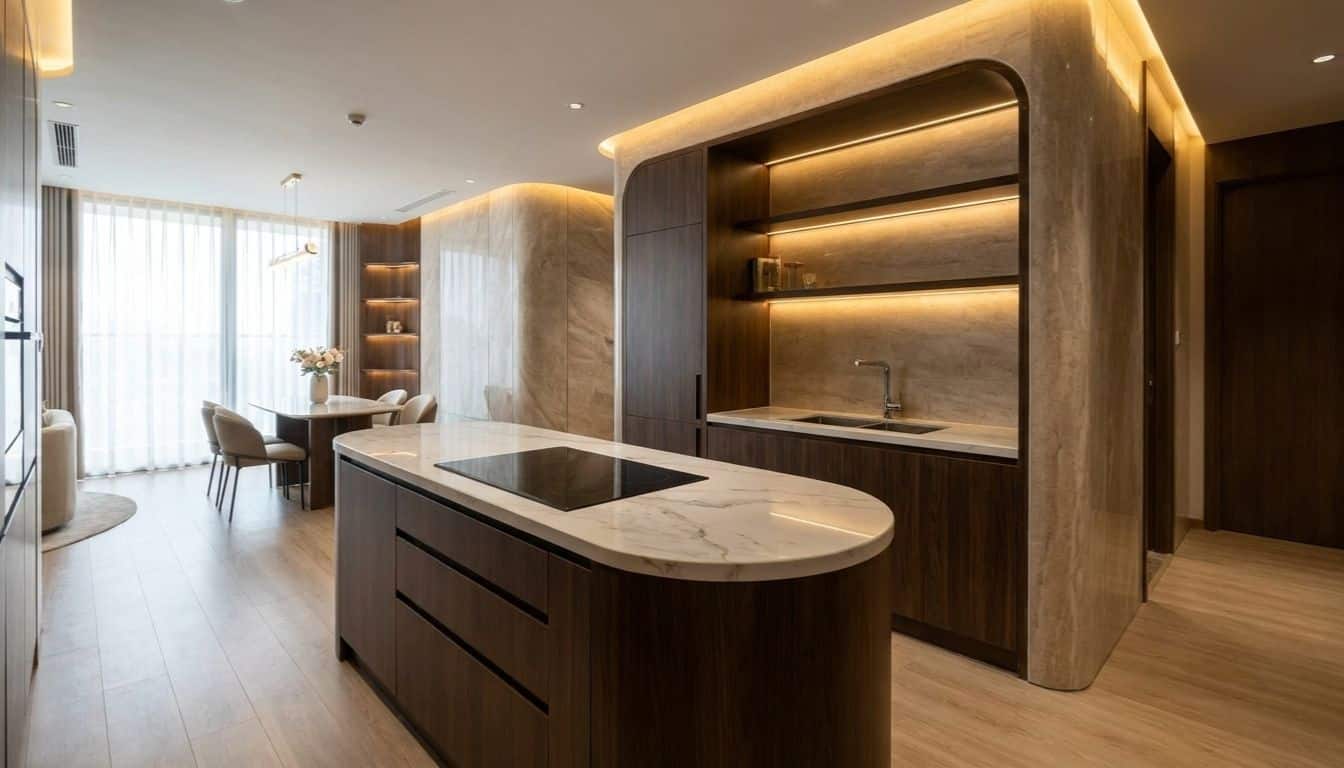 Tấm ốp than tre vân đá sử dụng trong nội thất hiện đại