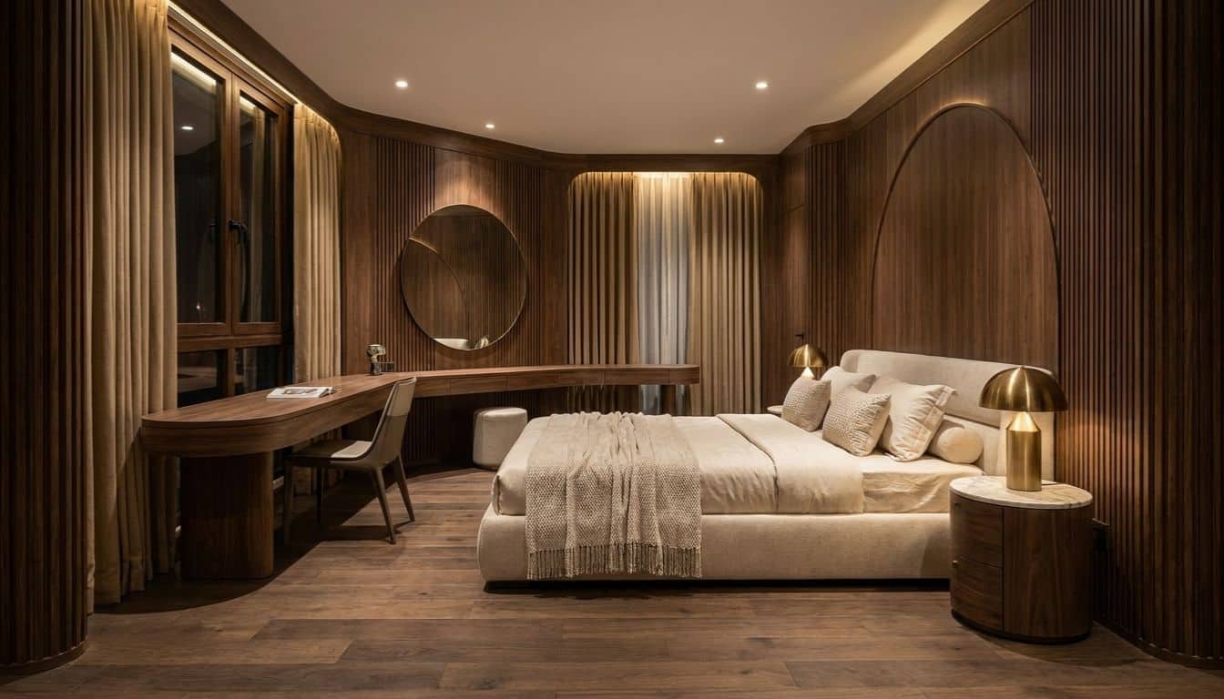 Tấm ốp than tre vân gỗ ốp tường trang trí cho phòng ngủ