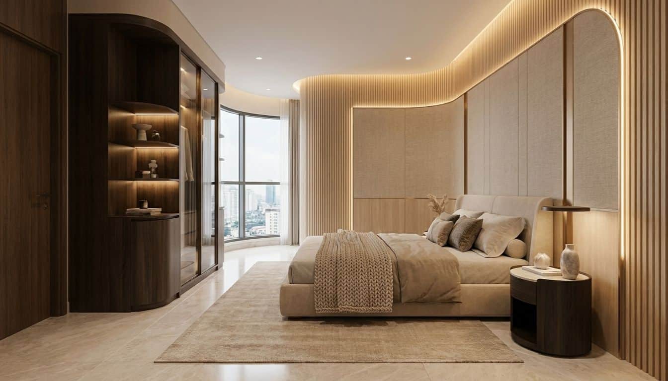 Tấm ốp than tre vân gỗ, vân vải cho phòng ngủ hiện đại sang trọng