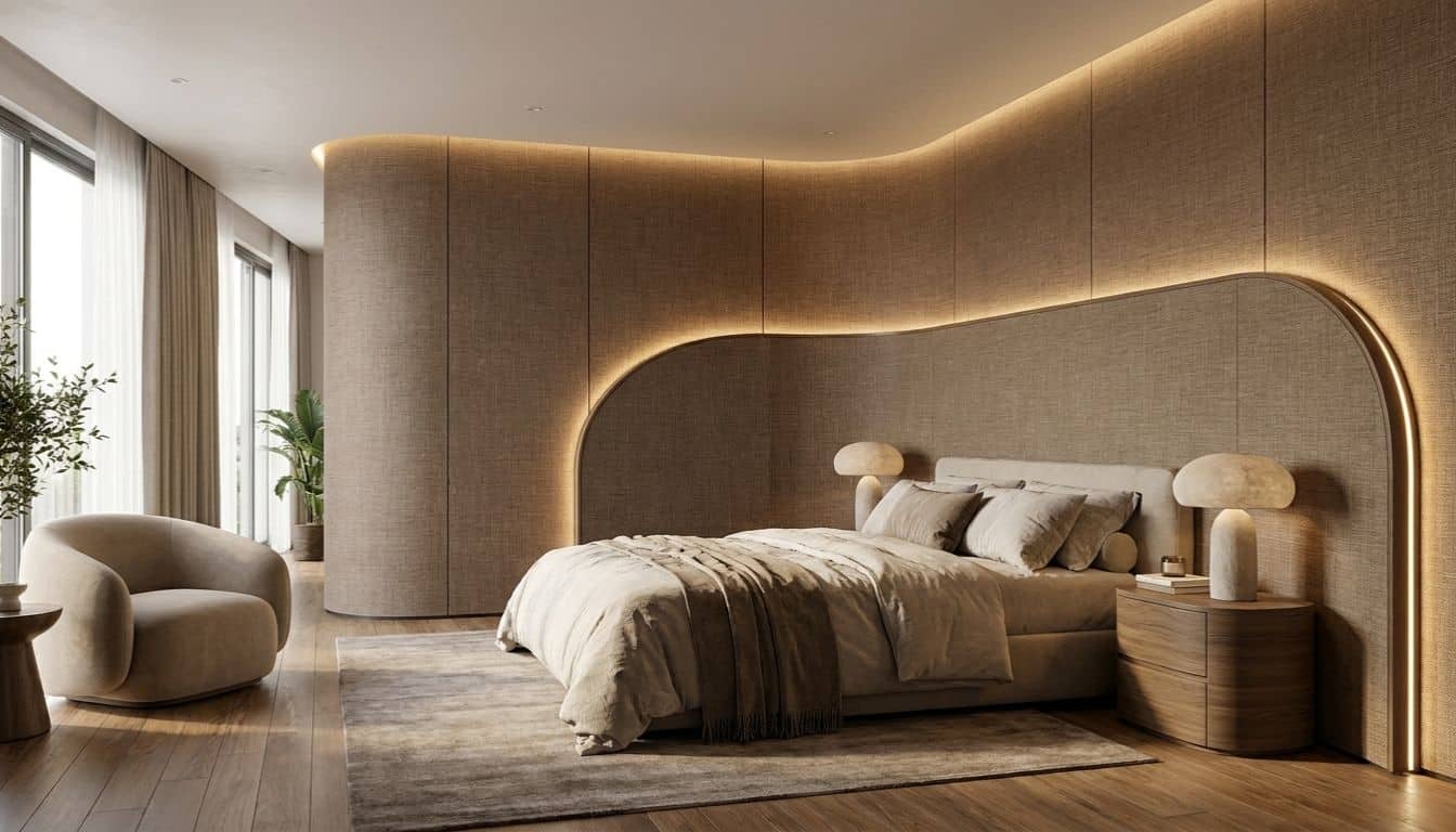 Tấm ốp than tre vân vải trang trí cho phòng ngủ