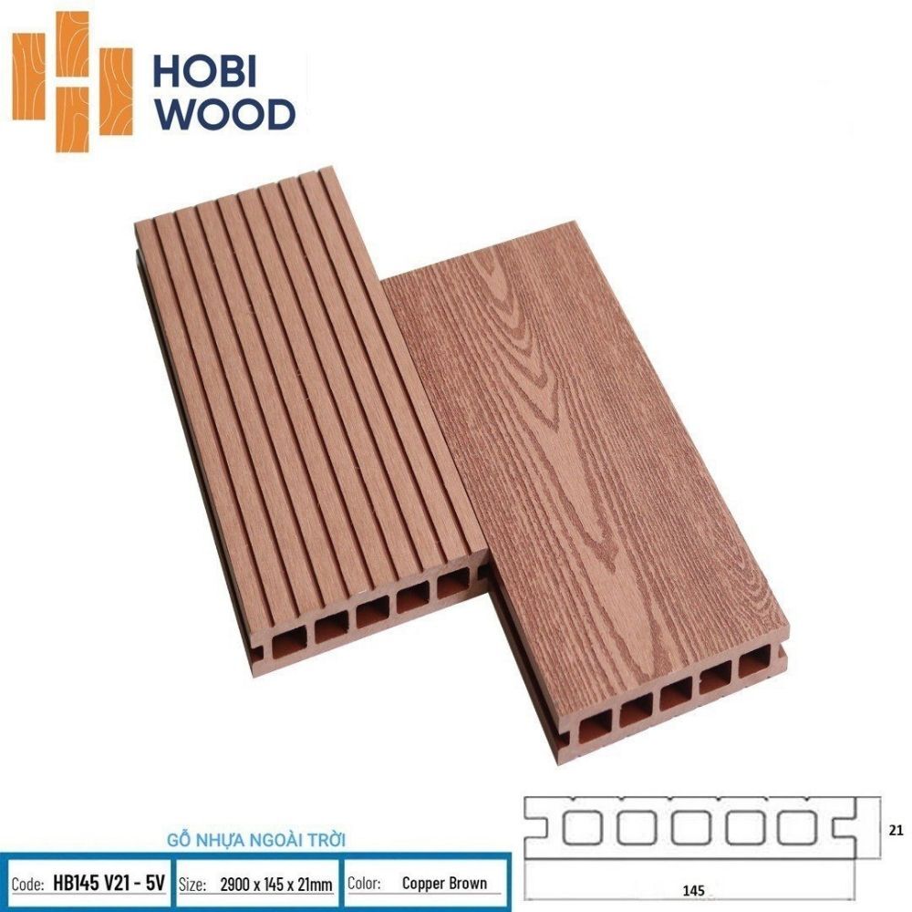 Sàn ngoài trời HB145V21 màu Brown Sàn ngoài trời HB145V21 màu Brown - Sàn ngoài trời Hobiwood