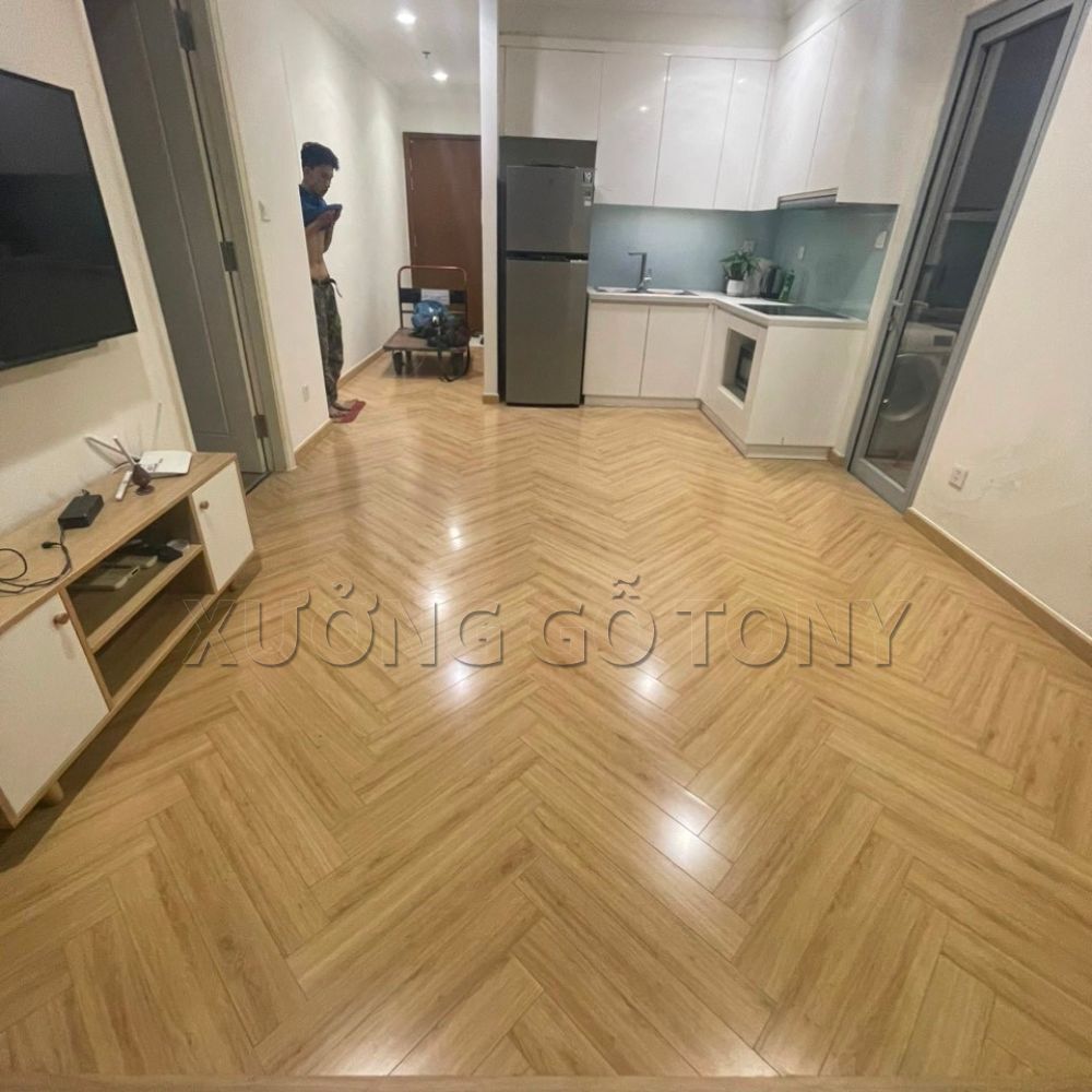 thi-cong-san-xuong-ca-Morser-MX86 Sàn gỗ Morser xương cá MX86 - Sàn gỗ lắp đặt kiểu xương cá