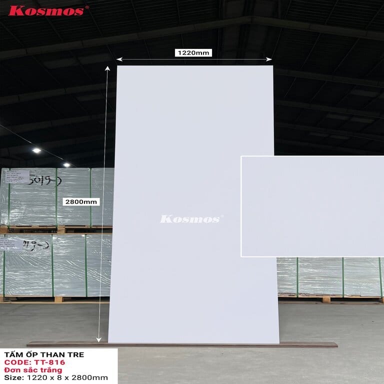 Tấm ốp sợi than tre Kosmos TT-816 - Màu trắng phủ UV 4 Tấm ốp sợi than tre Kosmos TT-816