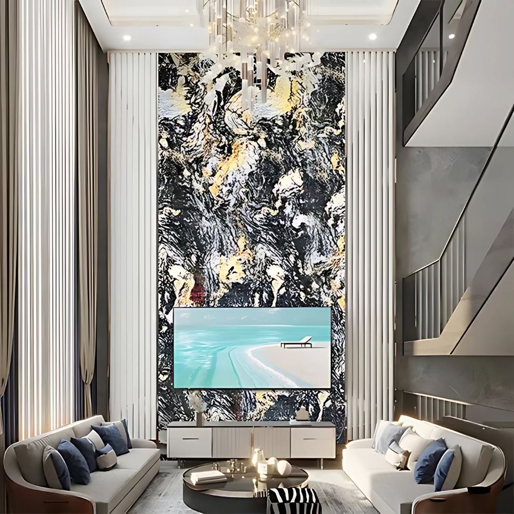 Tấm than tre TT-850 Tấm Ốp Than Tre Kosmos TT-850 Vân Đá PET Cẩm Thạch Đen Hổ Phách