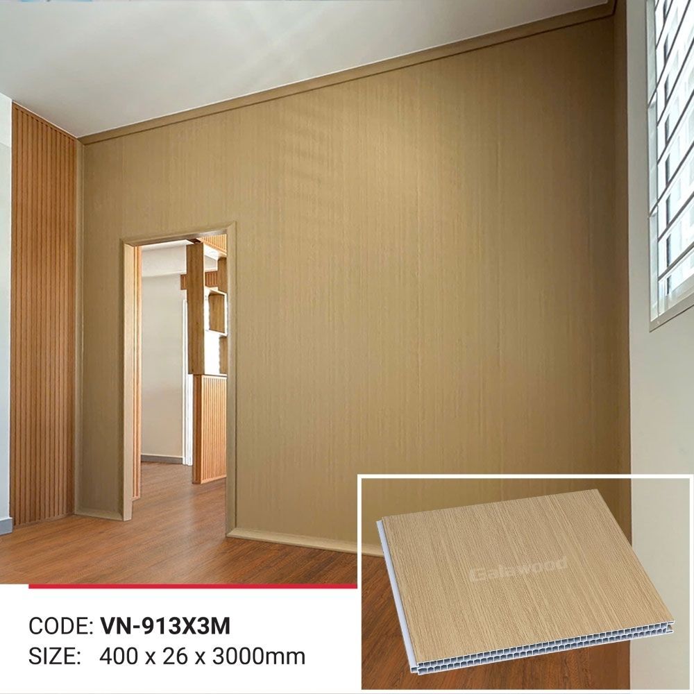 VN-913 (2) Vách ngăn nhựa vân gỗ sồi vàng đậm Galawood VN-913