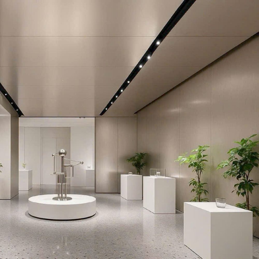 Tấm ốp than tre iWood MT-3 Ốp tường Tấm ốp than tre vân Inox MT-3 iWood - Màu bạc ghi đậm