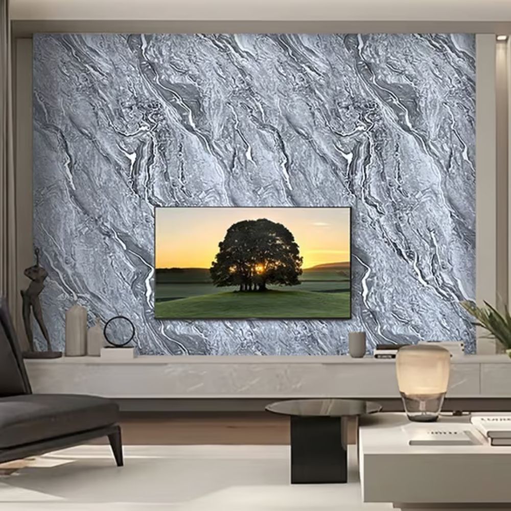 Tấm than tre TT-849 Tấm Ốp Than Tre Kosmos TT-849 - Vân Đá PET Cẩm Thạch Dát Bạc