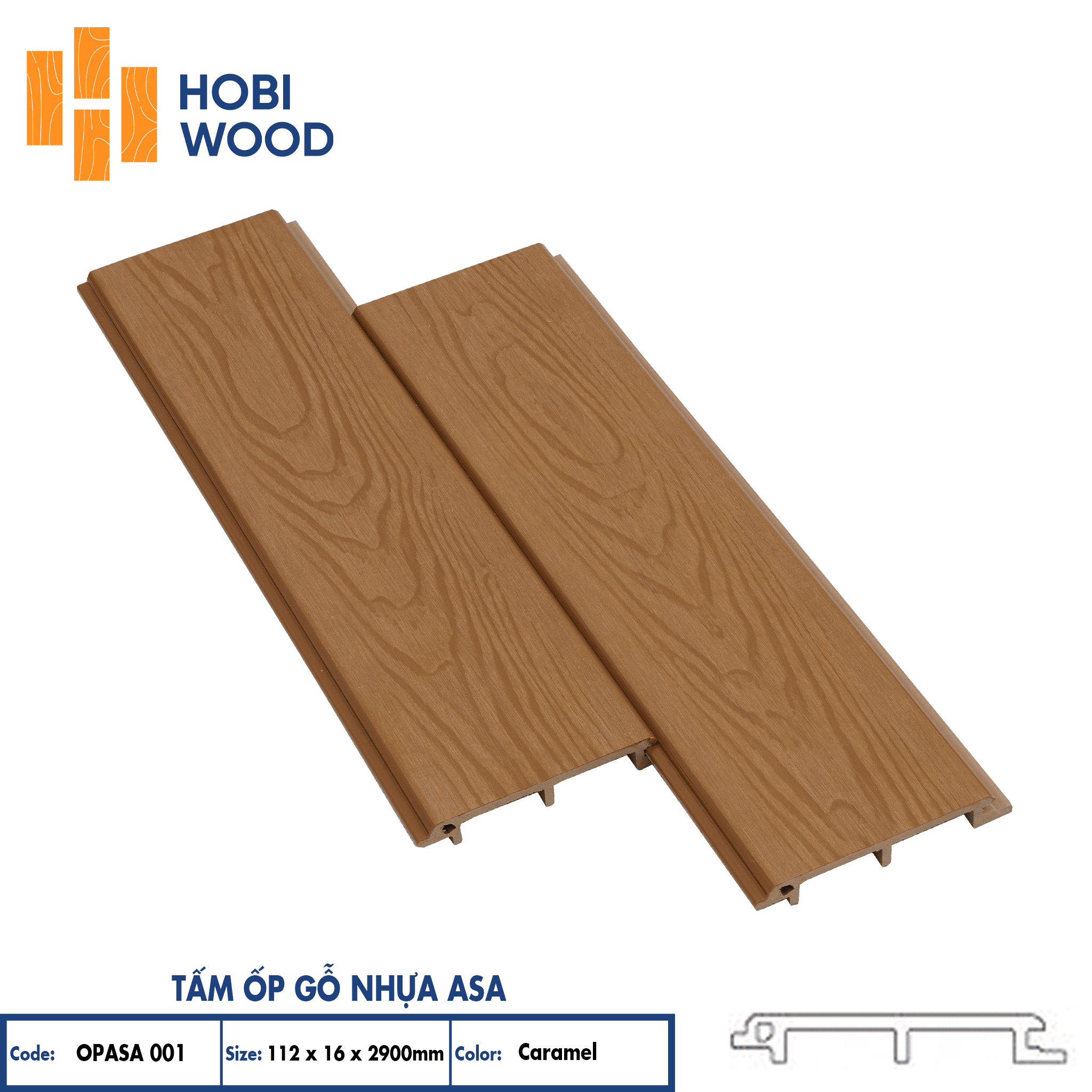 OPASA 001 - Caramel Tấm Ốp Gỗ Nhựa ASA OPASA 001 - Màu Caramel tự nhiên, sang trọng
