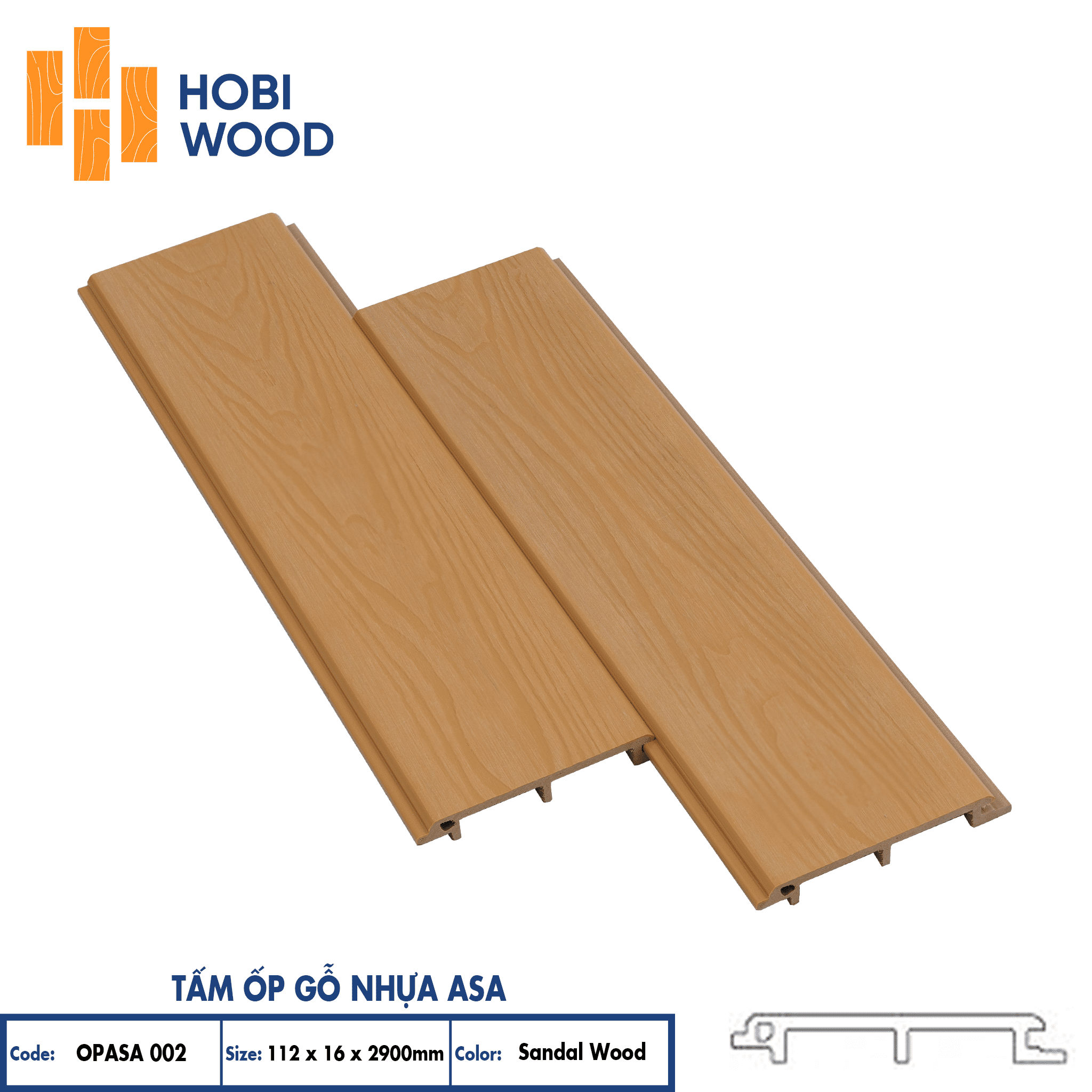 OPASA 002 - Sandal Wood Tấm Ốp Gỗ Nhựa ASA OPASA 002 - Màu Sandal Wood