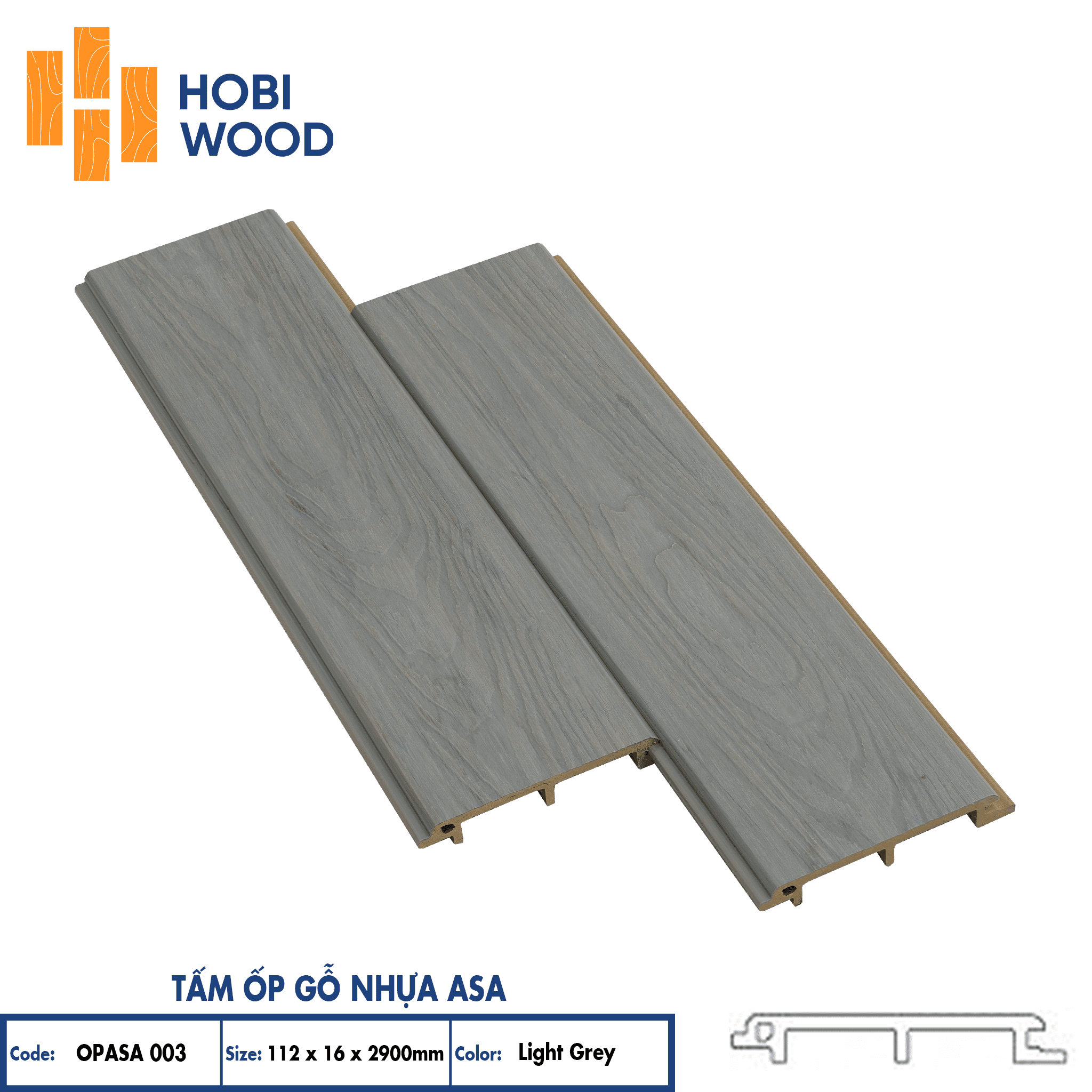 OPASA 003 - Light Grey Tấm ốp gỗ nhựa ASA OPASA 003 - Màu Light Grey