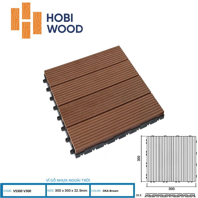 Sàn gỗ ban công Hobiwood VS màu brown - Vỉ gỗ nhựa ngoài trời Sàn gỗ ban công Hobiwood VS màu brown - Vỉ gỗ nhựa ngoài trời
