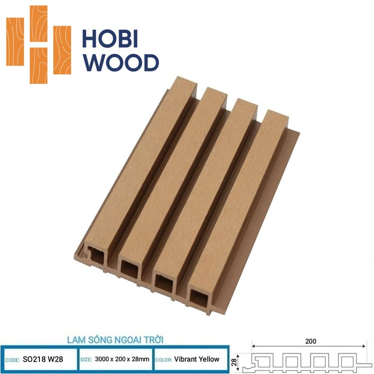 Tấm Lam sóng ngoài trời Hobiwood màu vàng - Gỗ nhựa ngoài trời Hobiwood Tấm Lam sóng ngoài trời Hobiwood màu vàng - Gỗ nhựa ngoài trời Hobiwood
