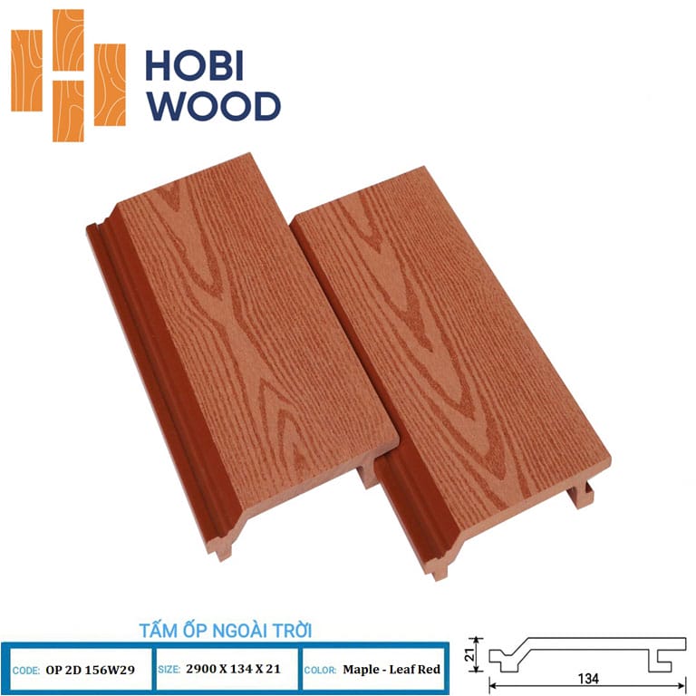 Tấm ốp tường ngoài trời Hobiwood màu đỏ - Gỗ nhựa ngoài trời Hobiwood Tấm ốp tường ngoài trời Hobiwood màu đỏ - Gỗ nhựa ngoài trời Hobiwood