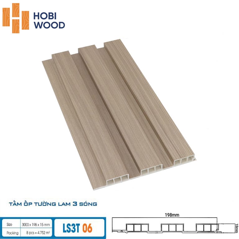 Tấm Nhựa ốp tường Hobiwood LS3T 02 - Tấm nhựa 3 sóng 15mm Tấm Nhựa ốp tường Hobiwood LS3T 02 - Tấm nhựa 3 sóng 15mm - Ảnh 6
