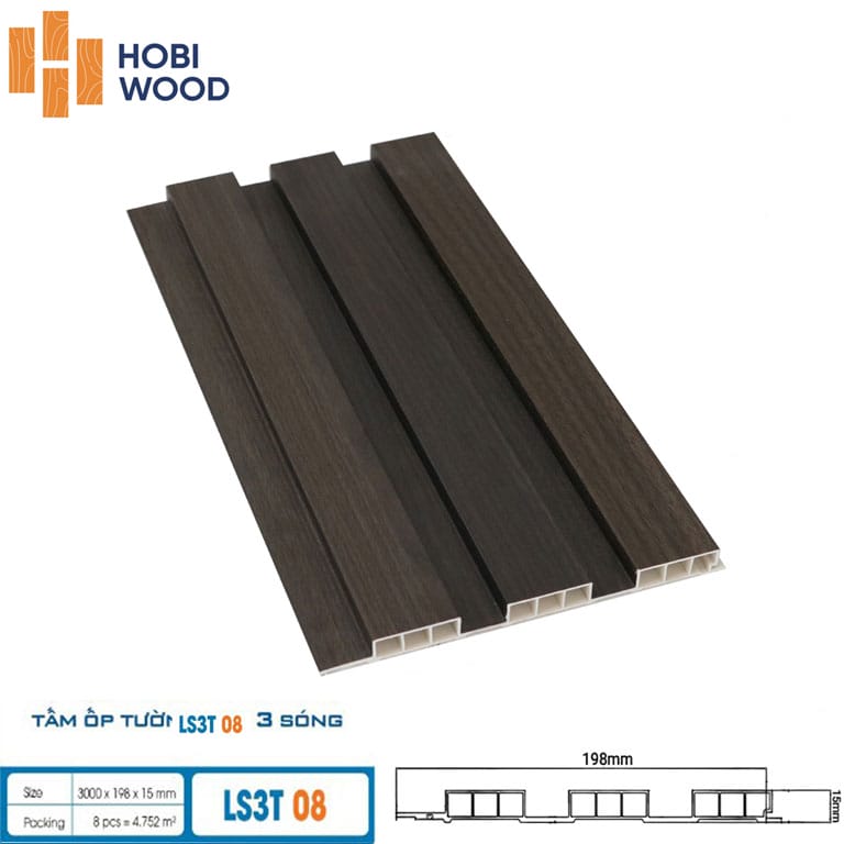 Tấm Nhựa ốp tường Hobiwood LS3T 02 - Tấm nhựa 3 sóng 15mm Tấm Nhựa ốp tường Hobiwood LS3T 02 - Tấm nhựa 3 sóng 15mm - Ảnh 4