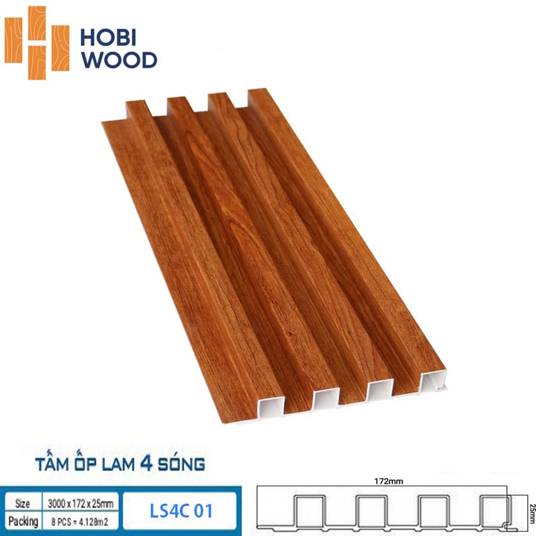Tấm Nhựa giả gỗ ốp tường Hobiwood LS4C 04 - Tấm nhựa 4 sóng cao Tấm Nhựa giả gỗ ốp tường Hobiwood LS4C 04 - Tấm nhựa 4 sóng cao - Ảnh 9