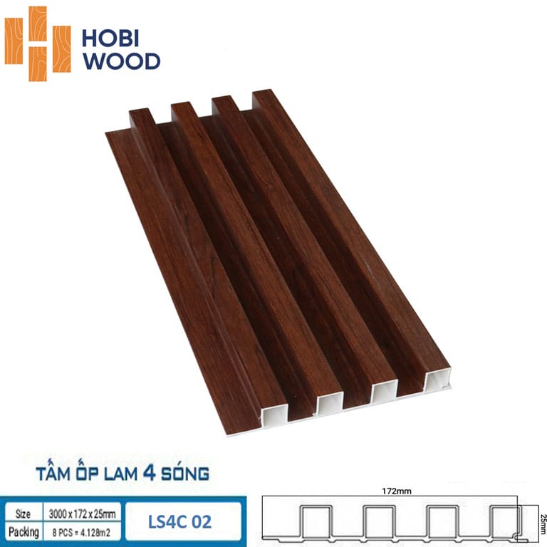 Tấm Nhựa giả gỗ ốp tường Hobiwood LS4C 04 - Tấm nhựa 4 sóng cao Tấm Nhựa giả gỗ ốp tường Hobiwood LS4C 04 - Tấm nhựa 4 sóng cao - Ảnh 8