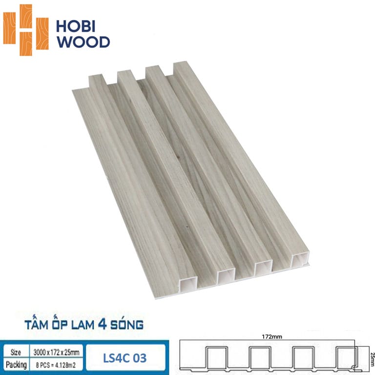 Tấm Nhựa giả gỗ ốp tường Hobiwood LS4C 04 - Tấm nhựa 4 sóng cao Tấm Nhựa giả gỗ ốp tường Hobiwood LS4C 04 - Tấm nhựa 4 sóng cao - Ảnh 7