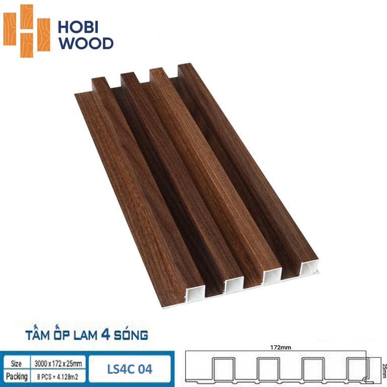 Tấm Nhựa giả gỗ ốp tường Hobiwood LS4C 04 - Tấm nhựa 4 sóng cao Tấm Nhựa giả gỗ ốp tường Hobiwood LS4C 04 - Tấm nhựa 4 sóng cao - Ảnh 6