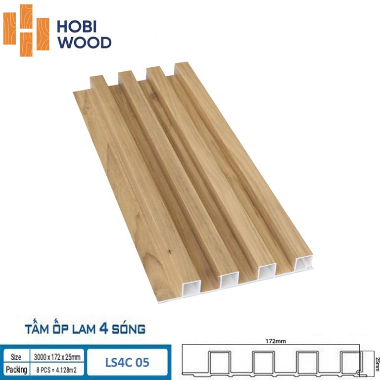 Tấm Nhựa giả gỗ ốp tường Hobiwood LS4C 04 - Tấm nhựa 4 sóng cao Tấm Nhựa giả gỗ ốp tường Hobiwood LS4C 04 - Tấm nhựa 4 sóng cao - Ảnh 5