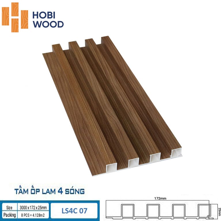 Tấm Nhựa giả gỗ ốp tường Hobiwood LS4C 04 - Tấm nhựa 4 sóng cao Tấm Nhựa giả gỗ ốp tường Hobiwood LS4C 04 - Tấm nhựa 4 sóng cao - Ảnh 4