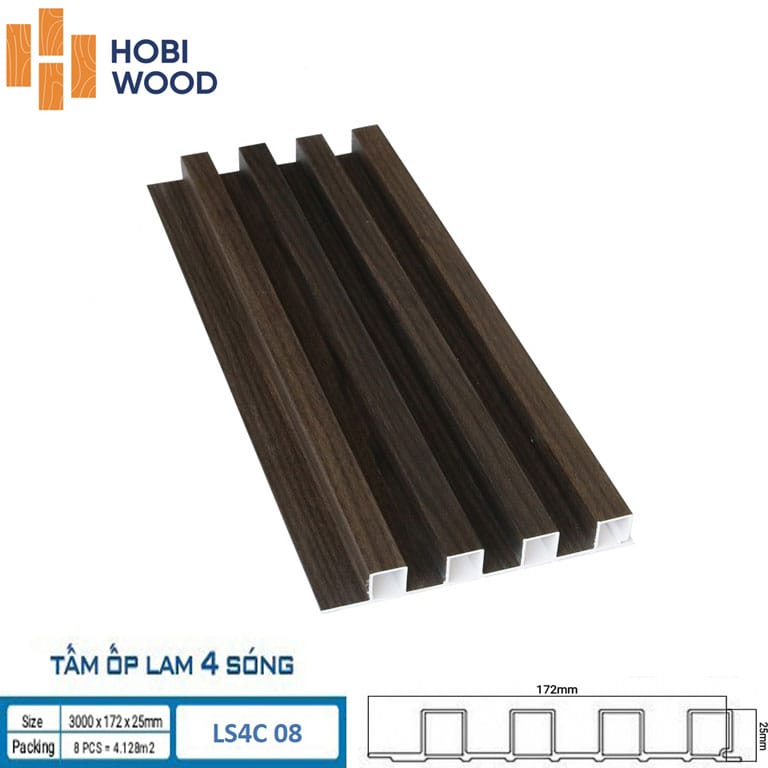 Tấm Nhựa giả gỗ ốp tường Hobiwood LS4C 04 - Tấm nhựa 4 sóng cao Tấm Nhựa giả gỗ ốp tường Hobiwood LS4C 04 - Tấm nhựa 4 sóng cao - Ảnh 3