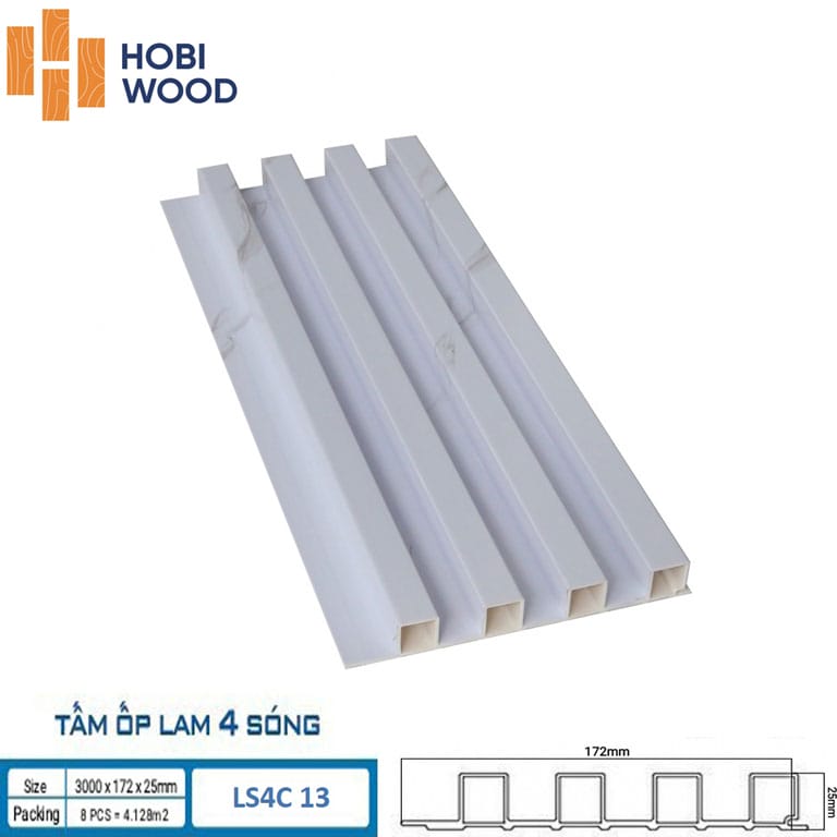 Tấm Nhựa giả gỗ ốp tường Hobiwood LS4C 04 - Tấm nhựa 4 sóng cao Tấm Nhựa giả gỗ ốp tường Hobiwood LS4C 04 - Tấm nhựa 4 sóng cao - Ảnh 2