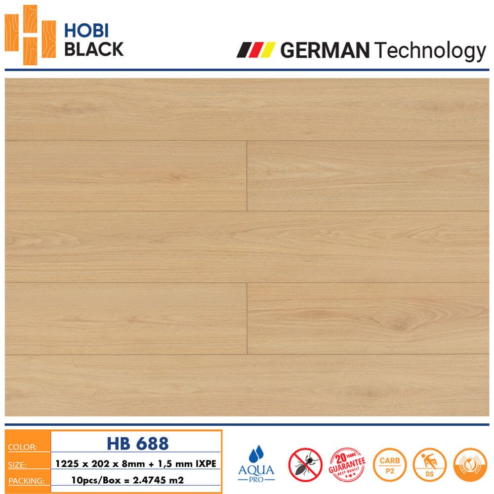 Sàn Gỗ Cốt Đen HB-688 - Sàn gỗ cao cấp Hobi Black Sàn Gỗ Cốt Đen HB-688
