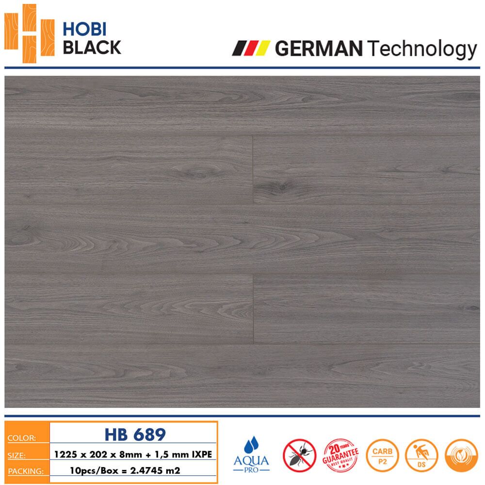 Sàn Gỗ Cốt Đen HB-689 - Sàn gỗ cao cấp Hobi Black Sàn Gỗ Cốt Đen HB-689