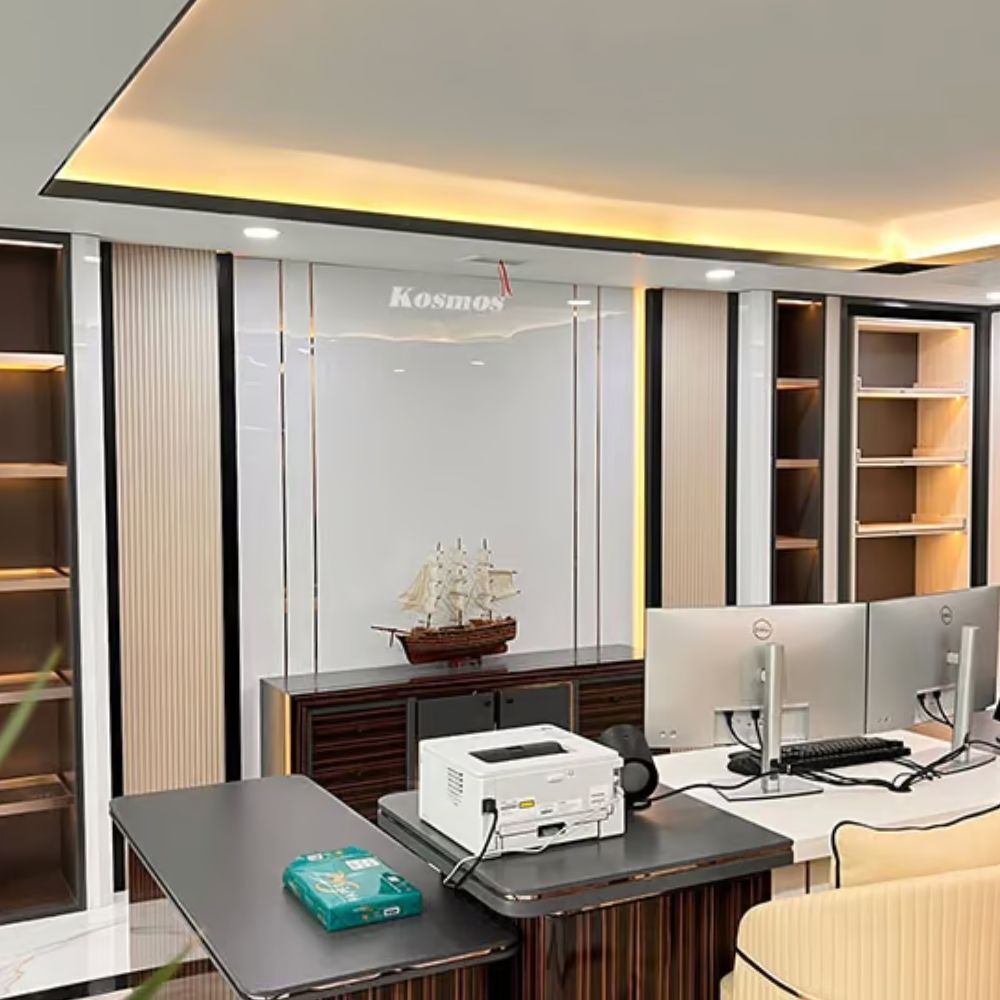 Tấm ốp tường sợi than tre Kosmos TT-804 - Vân đá Pet trắng Tấm ốp tường sợi than tre Kosmos TT-804 vân đá trắng