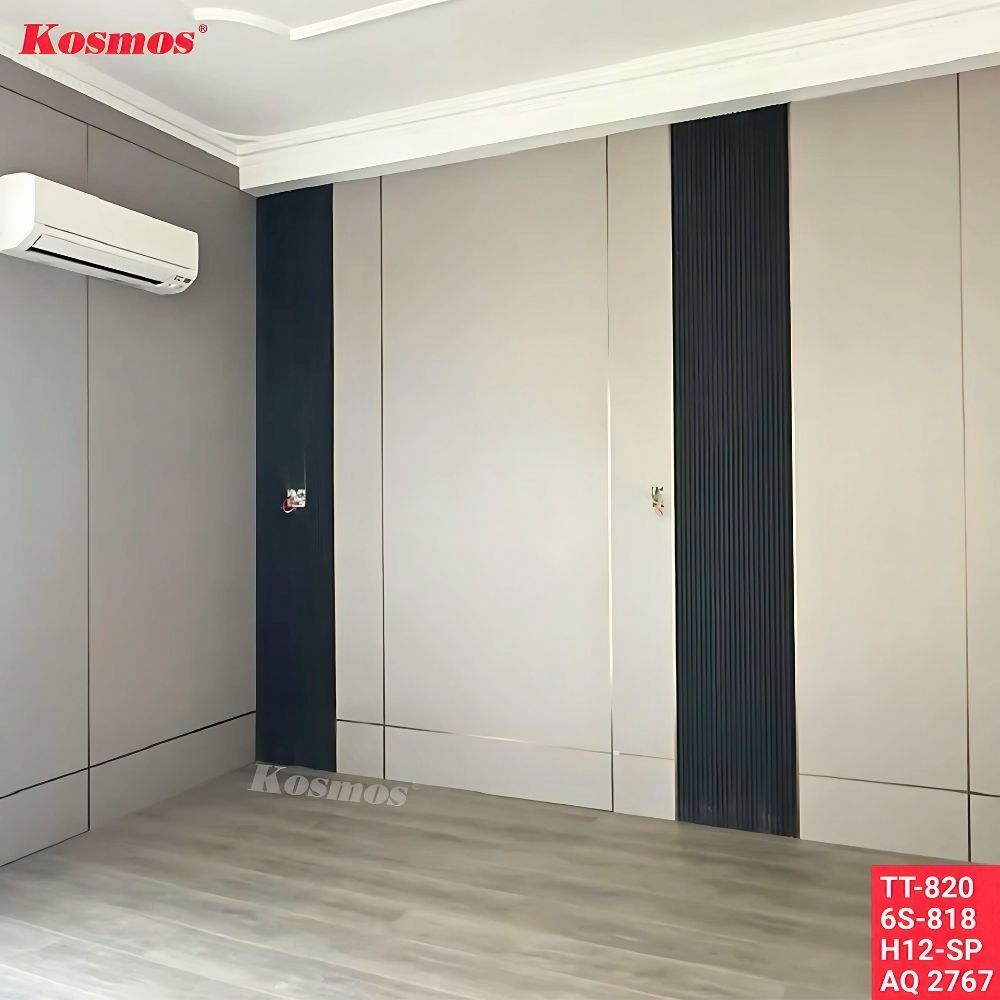 Tấm ốp sợi than tre Kosmos TT-820 - Vân vải màu xám. Tấm ốp sợi than tre Kosmos TT-820