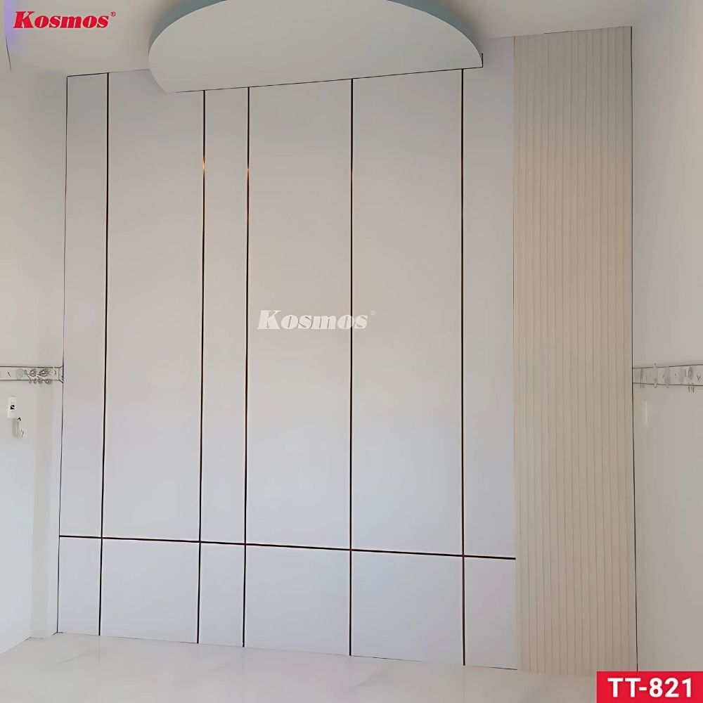 Tấm ốp sợi than tre Kosmos TT-821 - Vân vải trắng Tấm ốp sợi than tre Kosmos TT-821