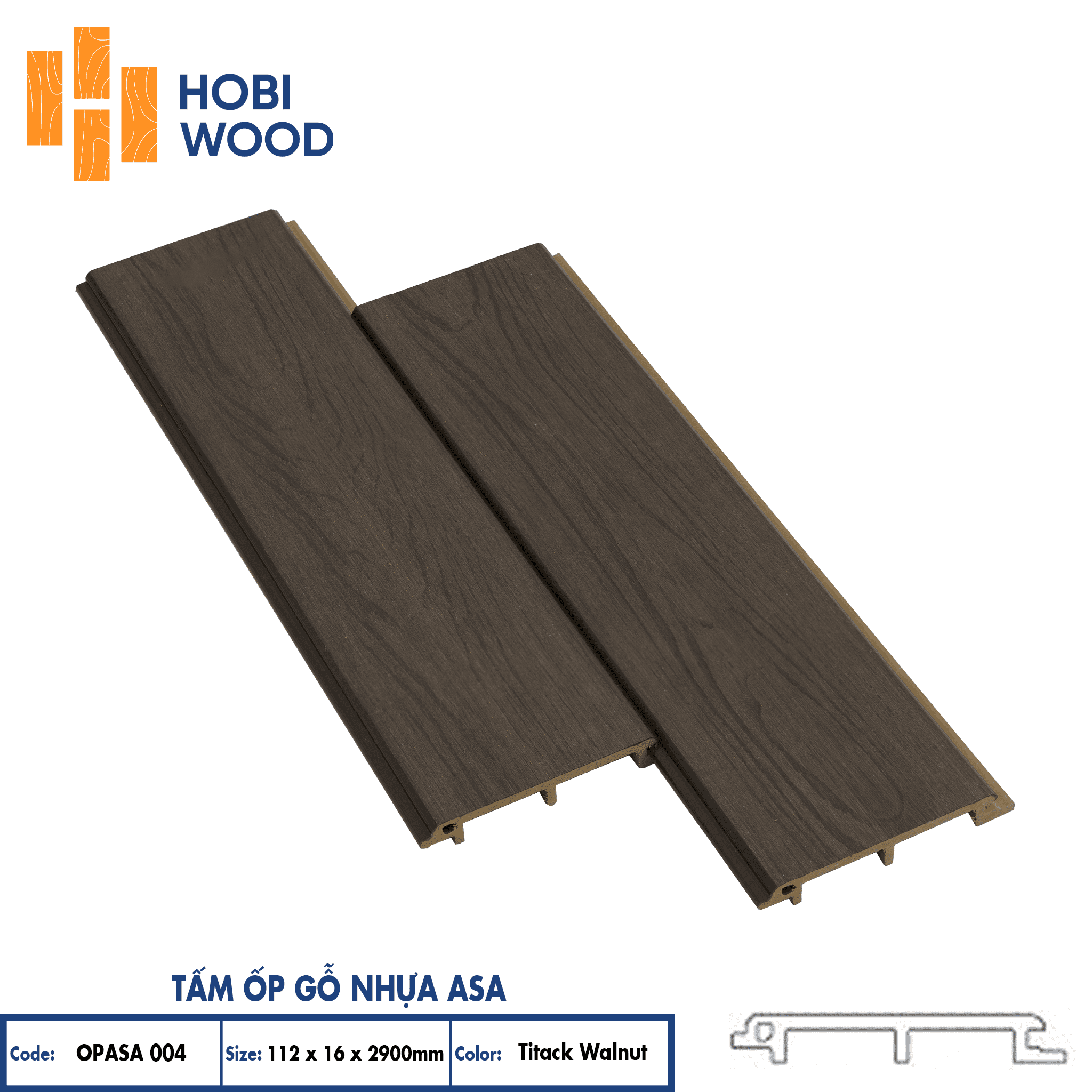 Tấm ốp gỗ nhựa ASA OPASA 004 - Màu Titack Walnut Tấm ốp gỗ nhựa ASA OPASA 004 - Màu Titack Walnut