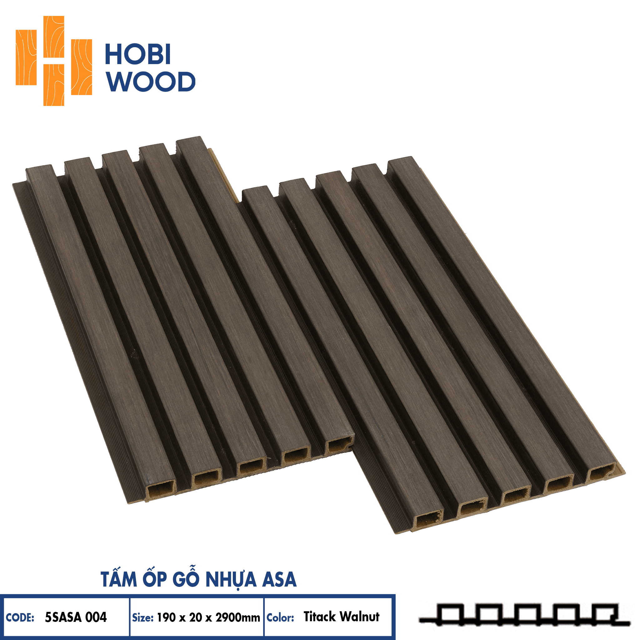 Tấm ốp gỗ nhựa ASA 5SASA 004 - Màu Titack Walnut Tấm ốp gỗ nhựa ASA 5SASA 004 - Màu Titack Walnut