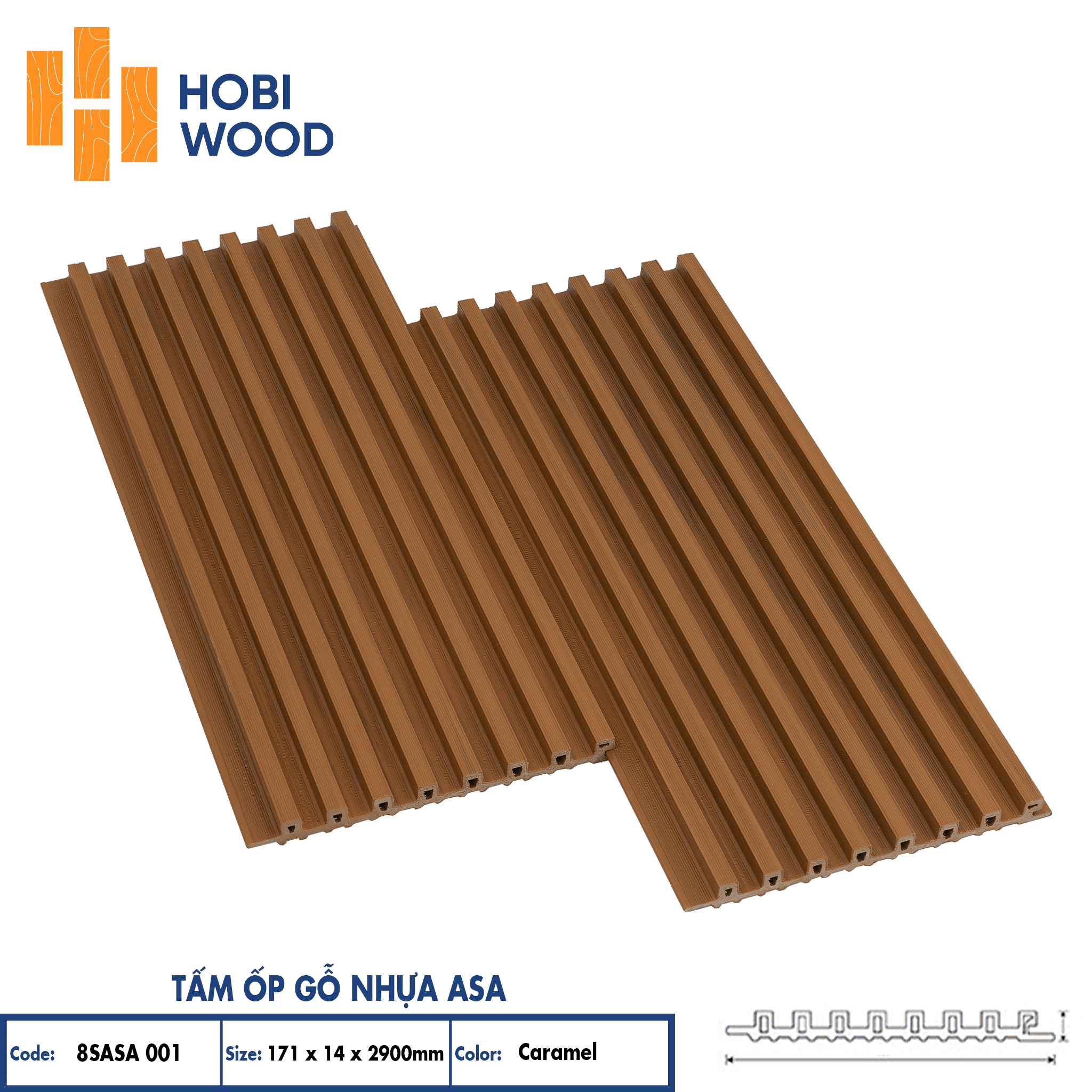 Tấm ốp gỗ nhựa ASA 8SASA 001 - Màu Caramel Tấm ốp gỗ nhựa ASA 8SASA 001 - Màu Caramel