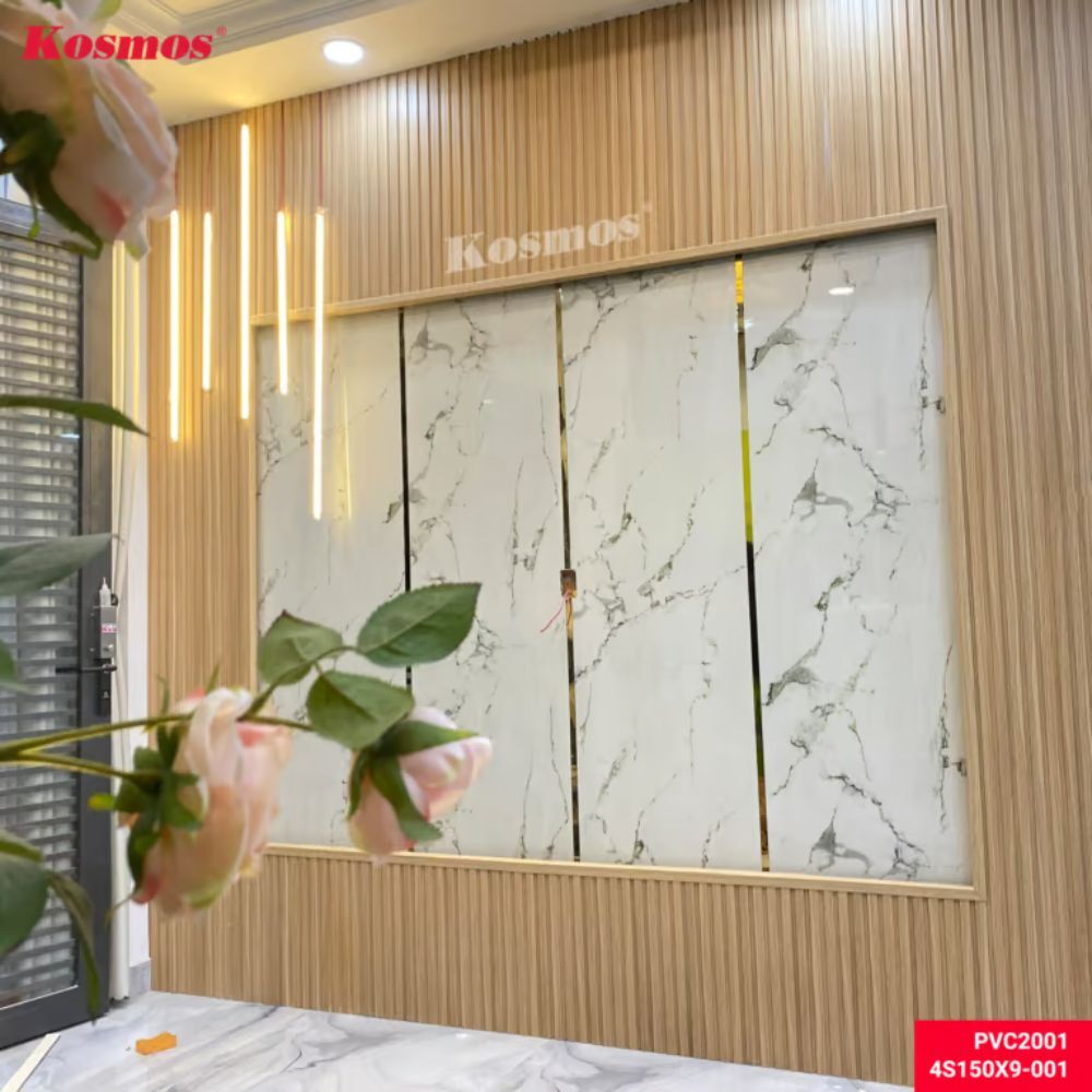 Ốp Tường PVC Vân Đá Marble Trắng Vân Mây Kosmos PVC2001 - Bảo Hành 5 Năm Ốp Tường PVC Vân Đá Marble Trắng Vân Mây Kosmos PVC2001
