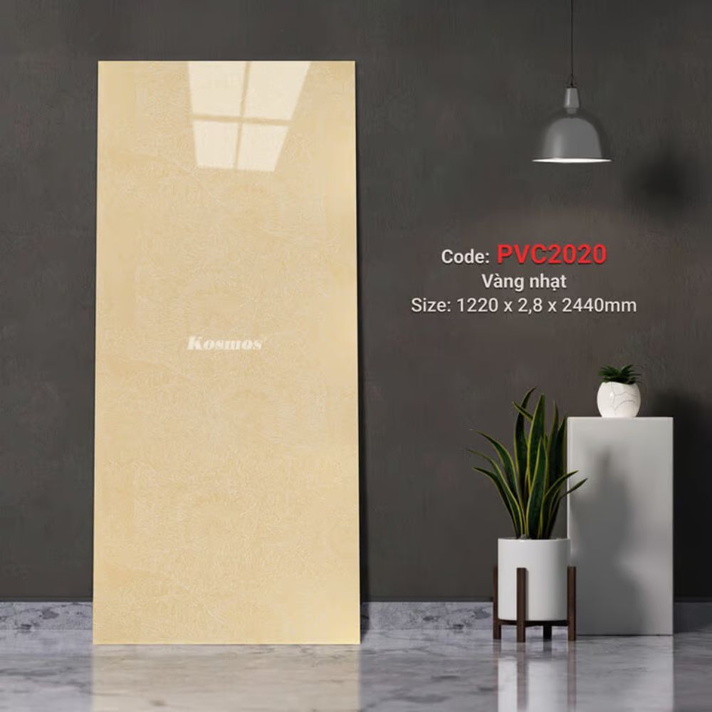 Ốp Tường PVC Vân Đá Màu Vàng Nhạt Kosmos PVC2020 - Sang Trọng Ấm Áp Như Ánh Nắng Ốp Tường PVC Vân Đá Màu Vàng Nhạt Kosmos PVC2020 - Sang Trọng Ấm Áp Như Ánh Nắng