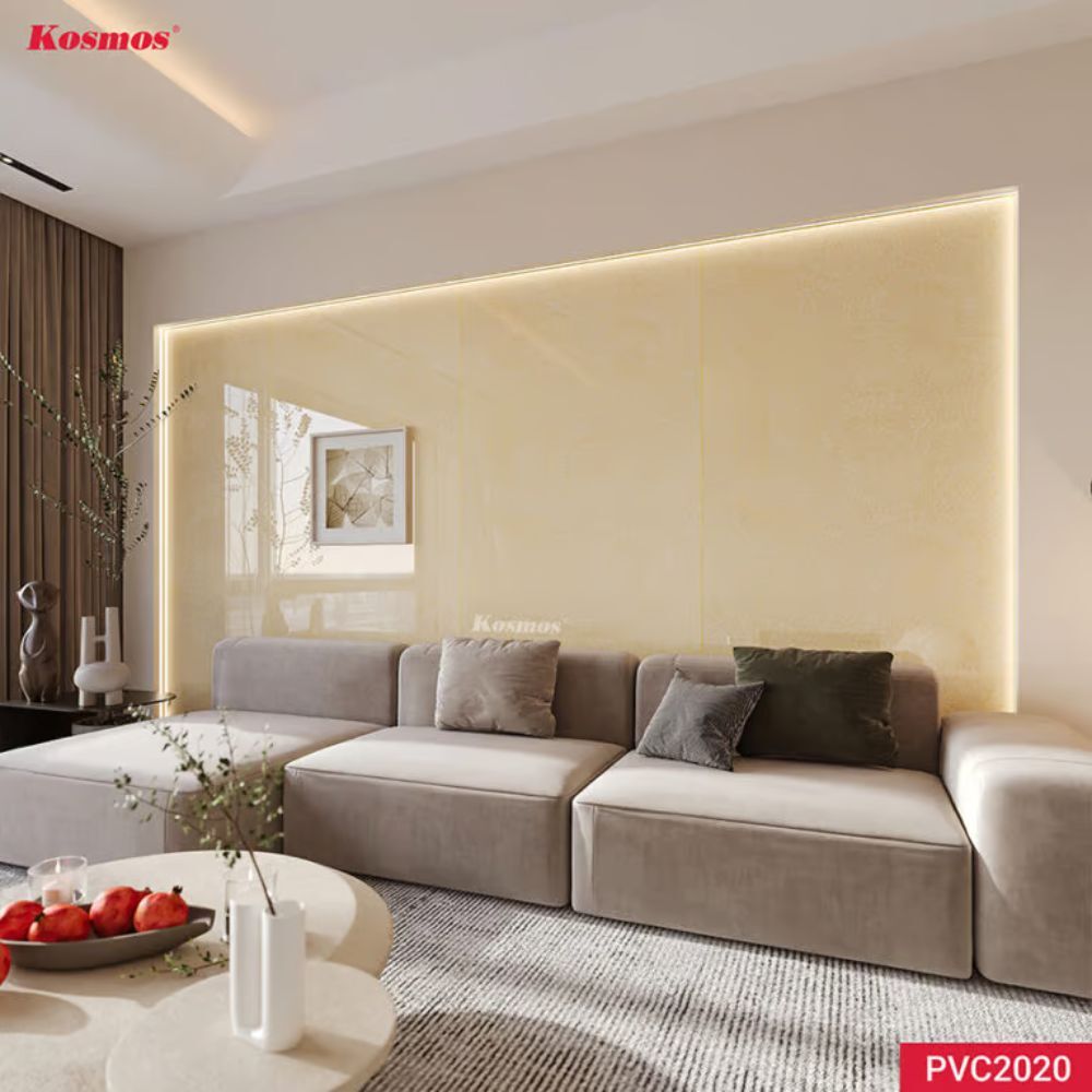 Ốp Tường PVC Vân Đá Màu Vàng Nhạt Kosmos PVC2020 - Sang Trọng Ấm Áp Như Ánh Nắng Ốp Tường PVC Vân Đá Màu Vàng Nhạt Kosmos PVC2020 - Sang Trọng Ấm Áp Như Ánh Nắng