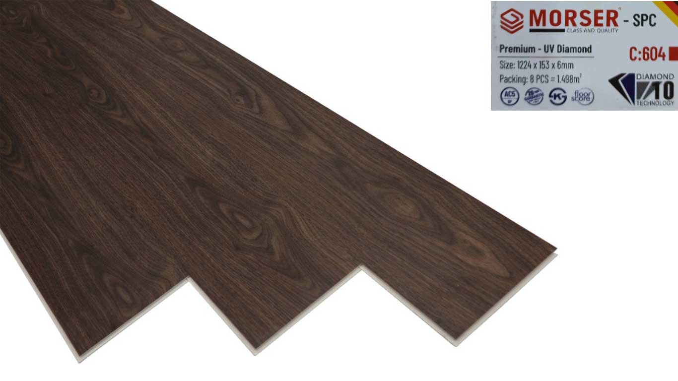 Sàn nhựa hèm khóa Morser C604 - Màu gỗ óc chó đậm Sàn nhựa hèm khóa Morser C604 - Màu gỗ óc chó đậm - Ảnh 3