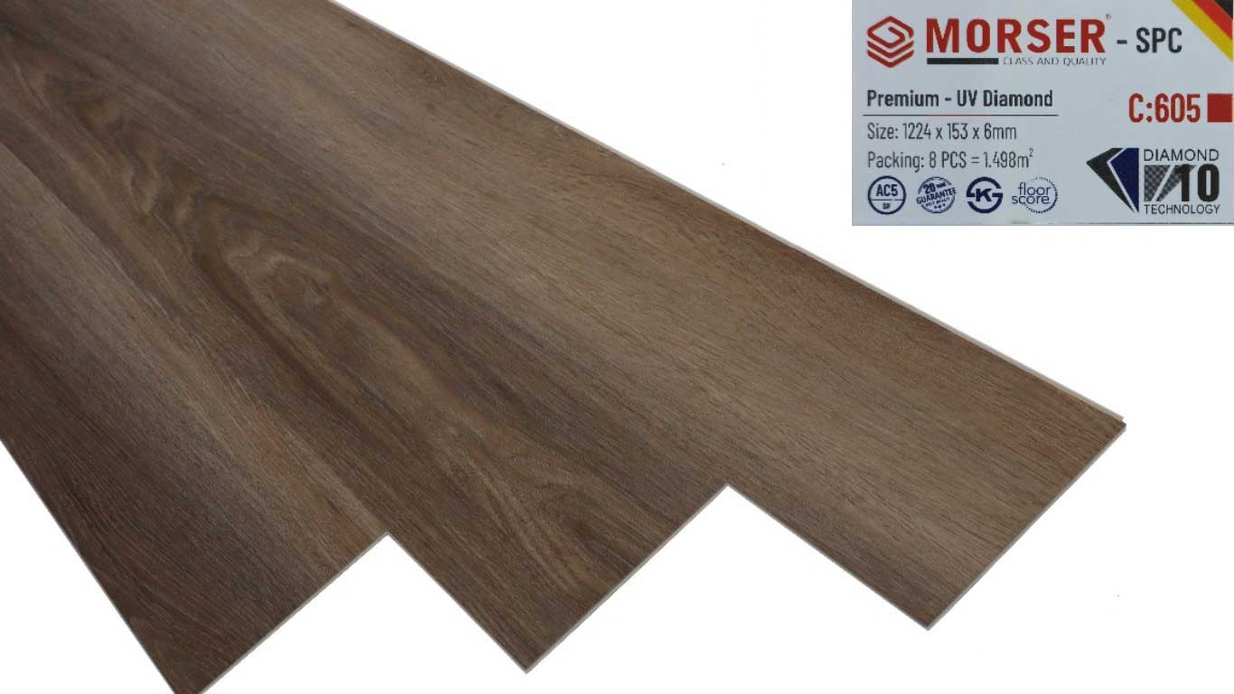 Sàn nhựa hèm khóa Morser C605 - Màu gỗ nâu xám ấm Sàn nhựa hèm khóa Morser C605 - Màu gỗ nâu xám ấm - Ảnh 3