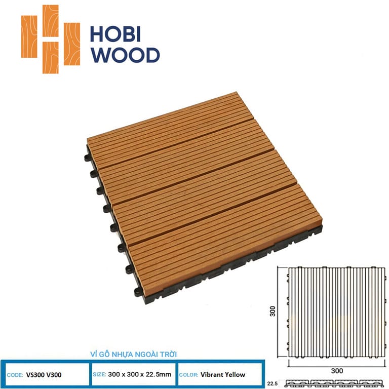 Vỉ gỗ nhựa ngoài trời Hobiwood VS màu yellow - Sàn gỗ ban công Vỉ gỗ nhựa ngoài trời Hobiwood VS màu yellow - Sàn gỗ ban công