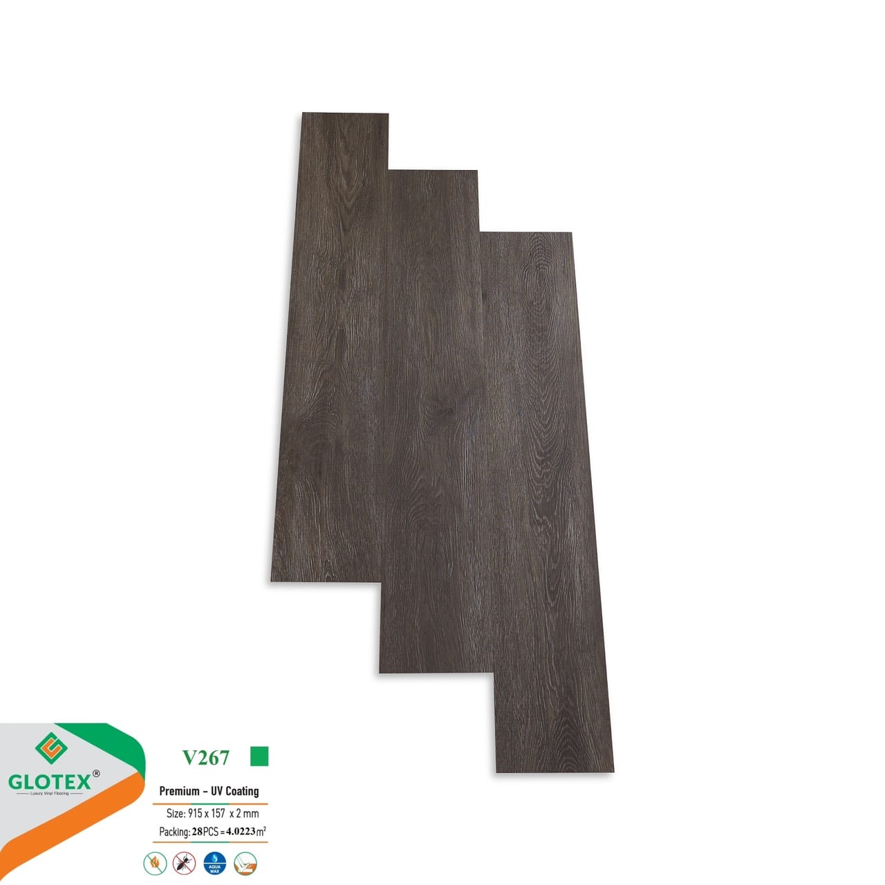 Sàn nhựa giả gỗ Glotex V260 - Màu gỗ xám đậm (Dark Grey Oak) Sàn nhựa giả gỗ Glotex V260 - Màu gỗ xám đậm (Dark Grey Oak) - Ảnh 2