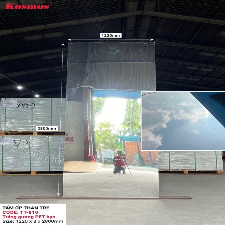 Tấm ốp sợi than tre Kosmos TT-810 - Màu tráng gương bạc Tấm ốp sợi than tre Kosmos TT-810