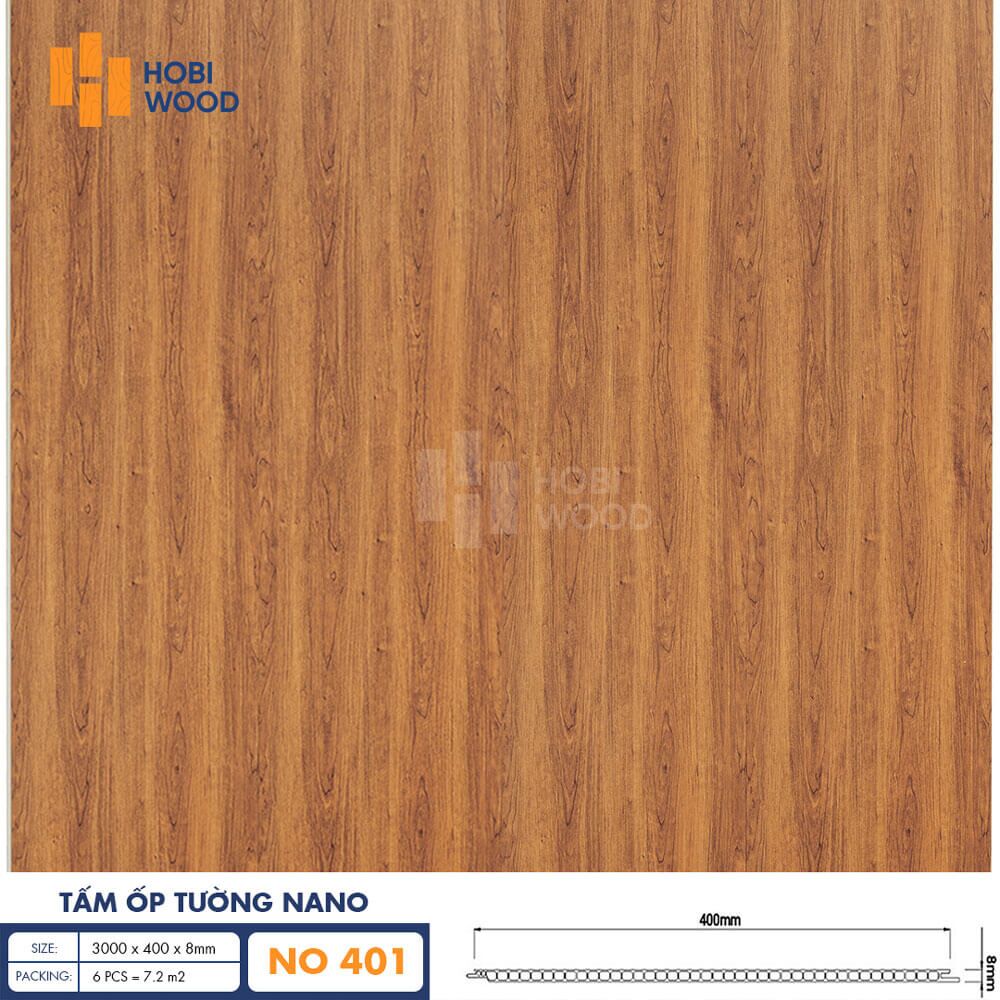 Tấm Nhựa Nano Hobiwood NO-401 – Tấm Ốp Vân Gỗ Nâu Đỏ Tấm Nhựa Ốp Tường Hobiwood NO-401 - Nhựa giả gỗ ốp tường, ốp trần
