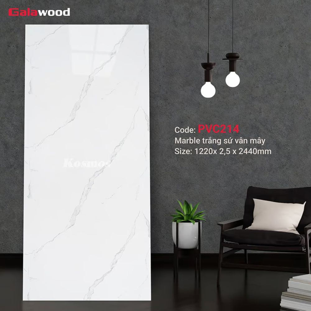 Ốp Tường PVC Trắng Sứ Vân Mây PVC214 Galawood - Vẻ Đẹp Tinh Khôi Ốp Tường PVC Trắng Sứ Vân Mây PVC214 Galawood - Vẻ Đẹp Tinh Khôi