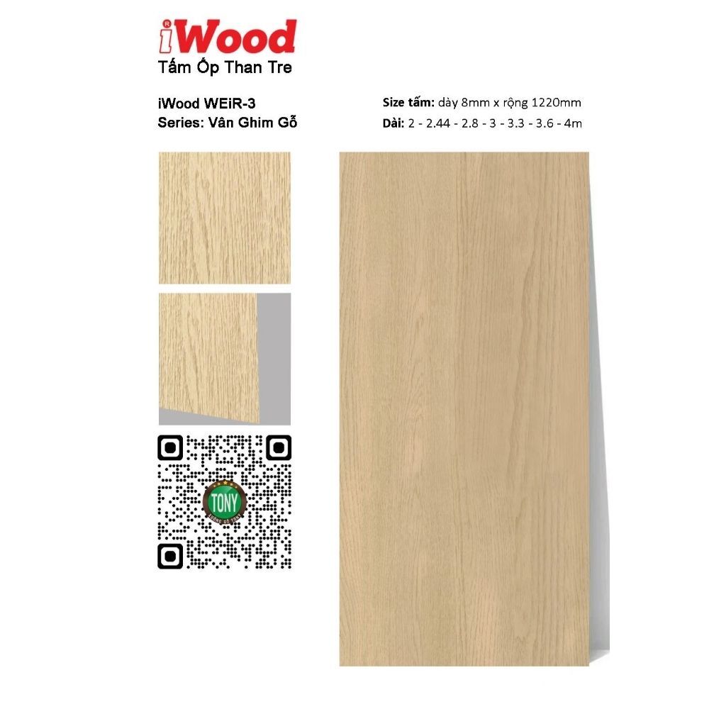 Tấm Ốp Than Tre Vân Gỗ WEiR-3 iWood - Màu Vàng Vân Sồi Trắng Tấm Ốp Than Tre Vân Gỗ WEiR-3 - Màu Vàng Vân Sồi Trắng