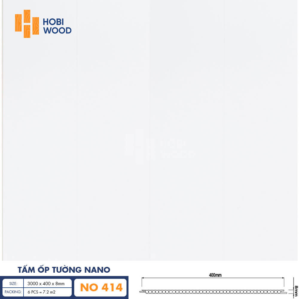 Tấm Nhựa Ốp Tường Hobiwood NO-414 - Tấm nhựa ốp tường màu trắng Tấm Nhựa Ốp Tường Hobiwood NO-414