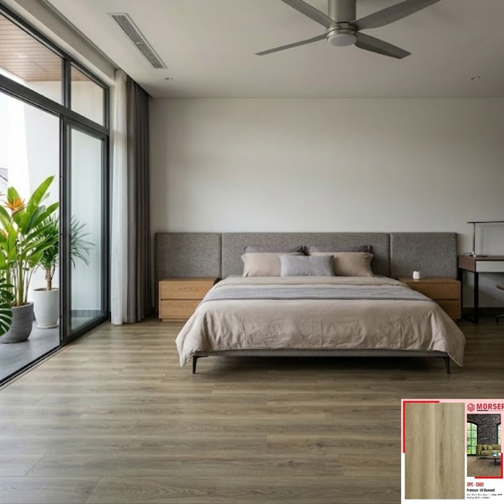 Sàn nhựa hèm khóa Morser C602 - Màu nâu vàng Sàn nhựa hèm khóa Morser C602 - Màu nâu vàng