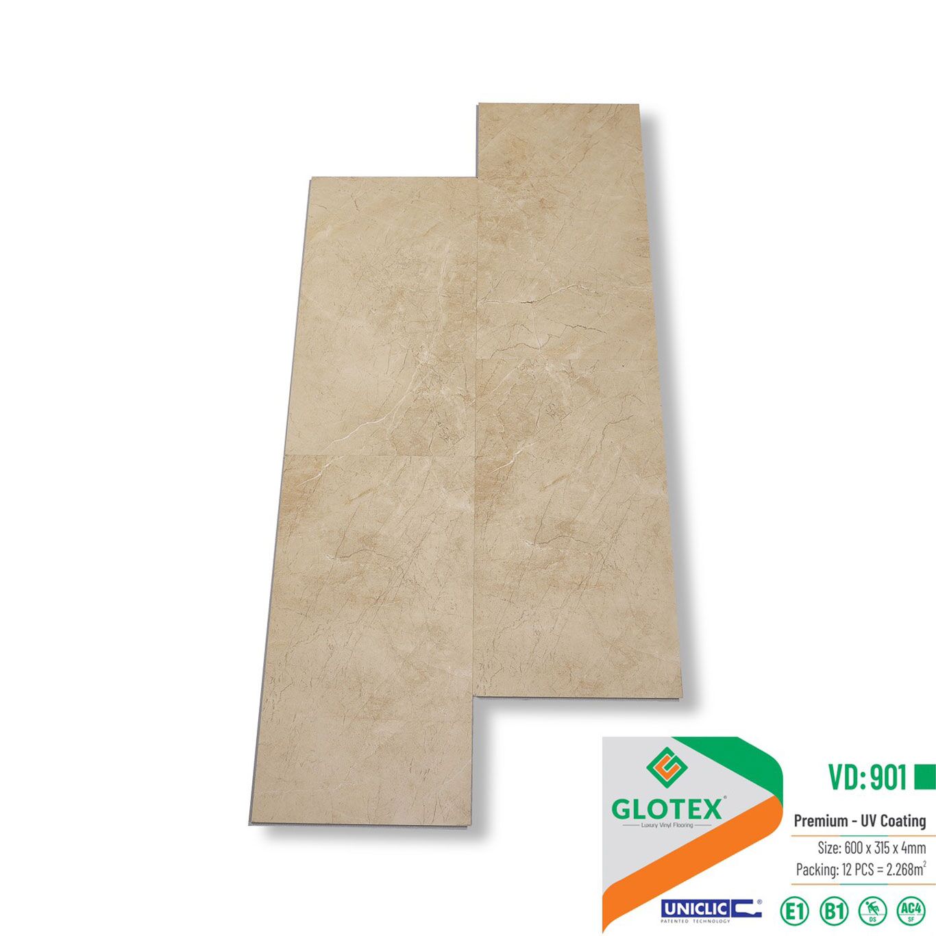 Sàn nhựa Glotex 4mm bản lớn- Sàn nhựa hèm khóa Glotex Sàn nhựa Glotex 4mm VD901